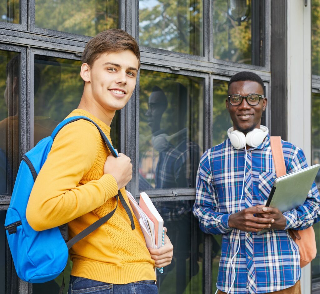 College Students Posing Outdoors